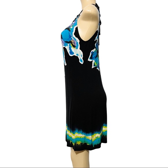 S Vintage INC International Concepts Floral Blue & Black Sequin Dress - Picture 7 of 14